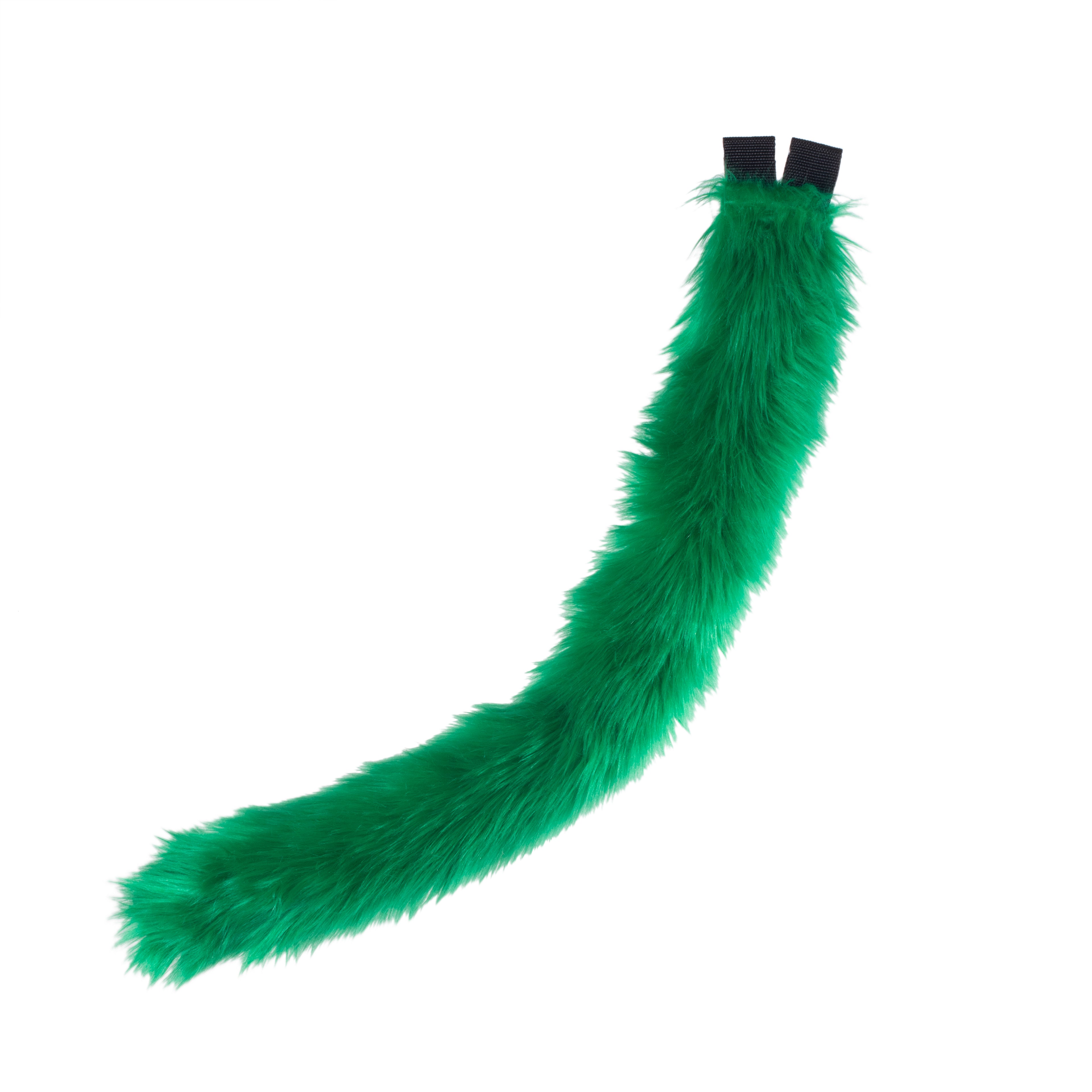 dark green Pawstar classic original faux fur kitty cat costume tail for cosplay and partial furry fursuits. Unisex adult halloween costume.