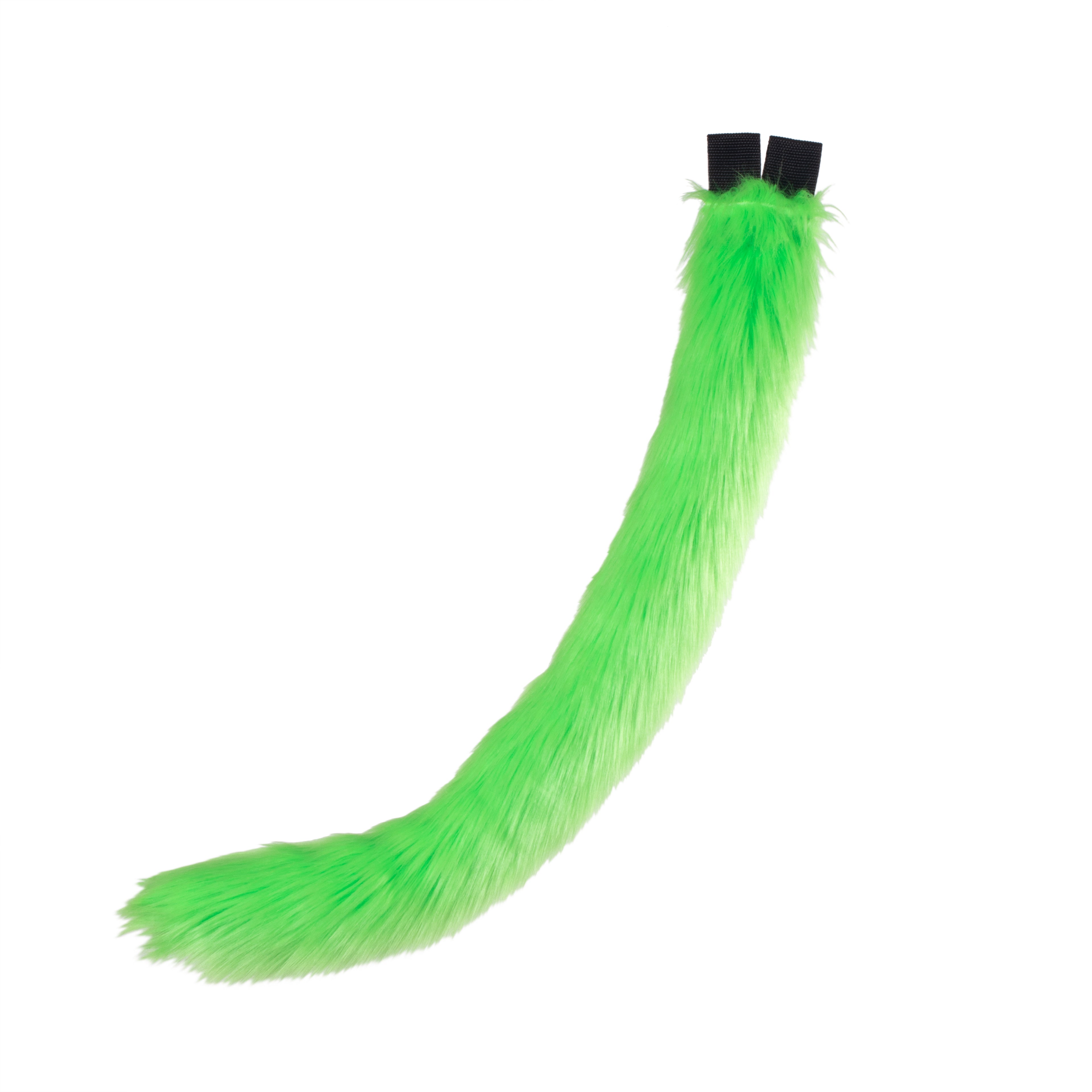 lime green Pawstar classic original faux fur kitty cat costume tail for cosplay and partial furry fursuits. Unisex adult halloween costume.