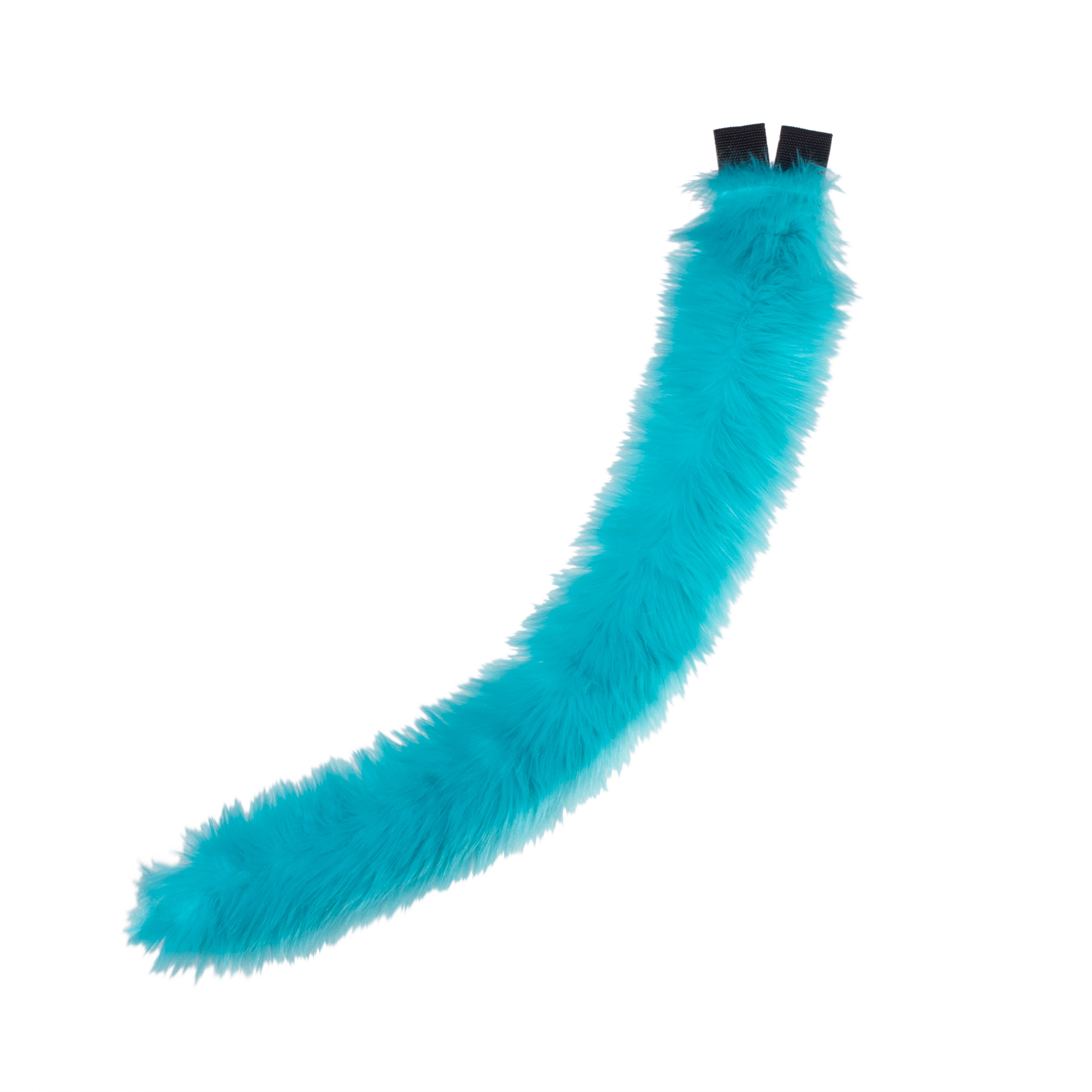 teal turquoise Pawstar classic original faux fur kitty cat costume tail for cosplay and partial furry fursuits. Unisex adult halloween costume.
