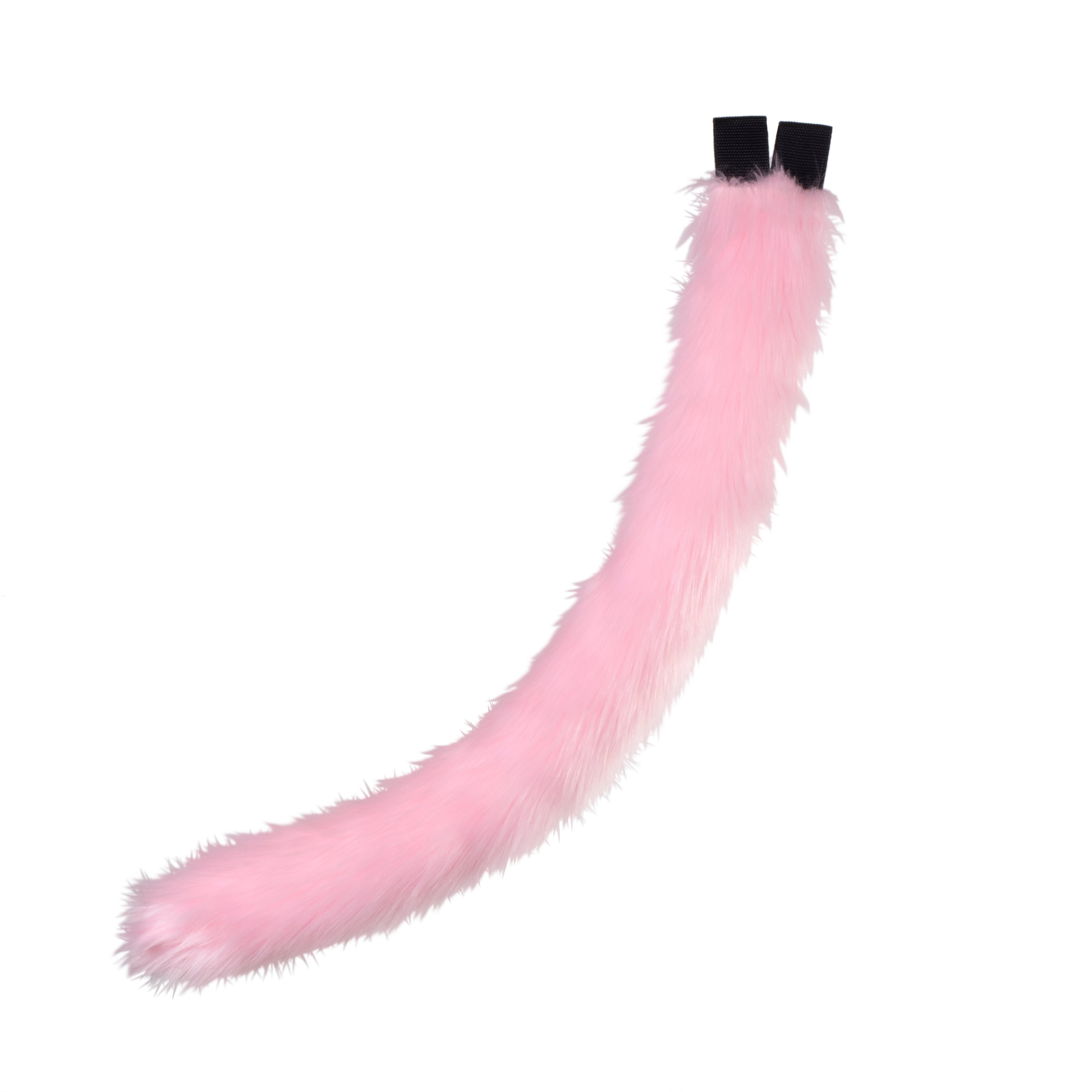 pastel pink light pink Pawstar classic original faux fur kitty cat costume tail for cosplay and partial furry fursuits. Unisex adult halloween costume.