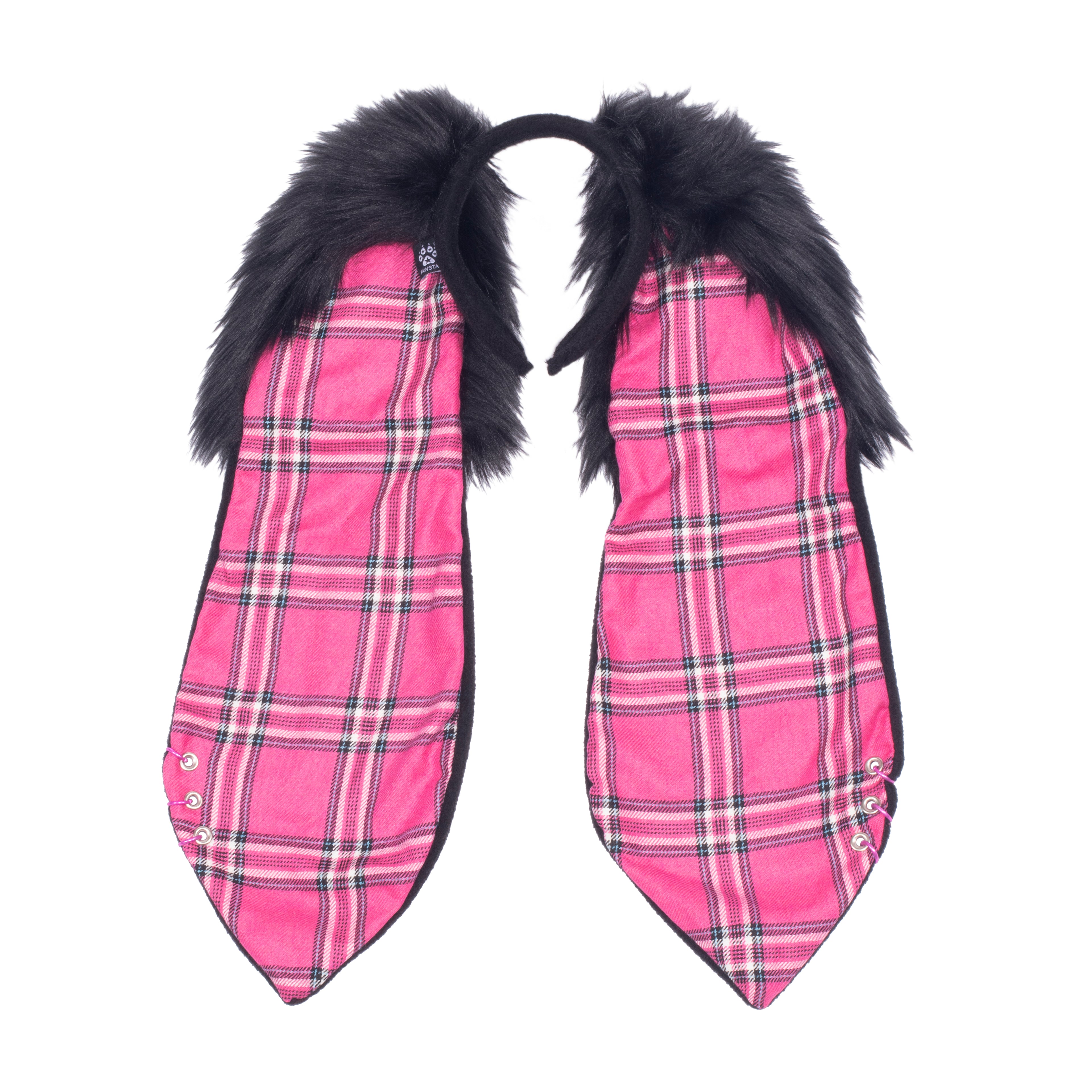Pink Pawstar Pin Punx Floppy Bunny Headband - bunny ear headband for costumes, cosplay, fursuit, fashion, therian