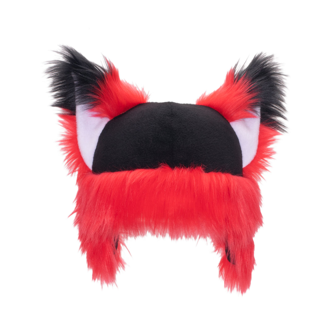 red Pawstar faux fur fox yip hat. Great for halloween costume and furry cosplay.