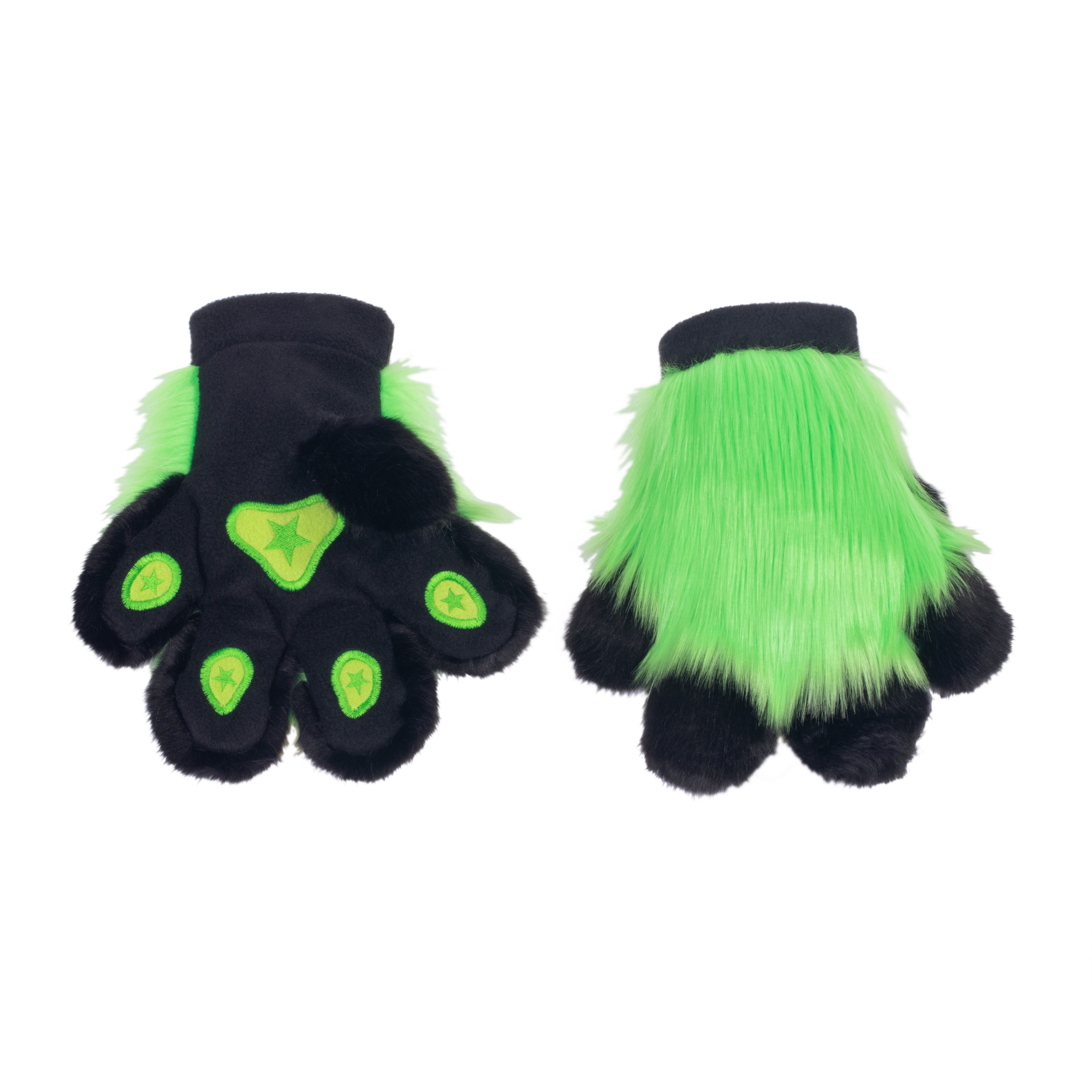 Lime Green Pawstar PawMitts fursuit hand paw gloves for partial fursuit halloween costumes anime cosplay
