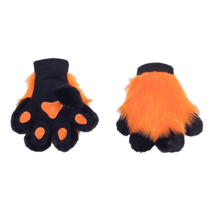 orangelime green Pawstar furry fluffy fursuit partial hand paw gloves. Made from faux fur. Perfect for furries, cosplayers, and halloween.