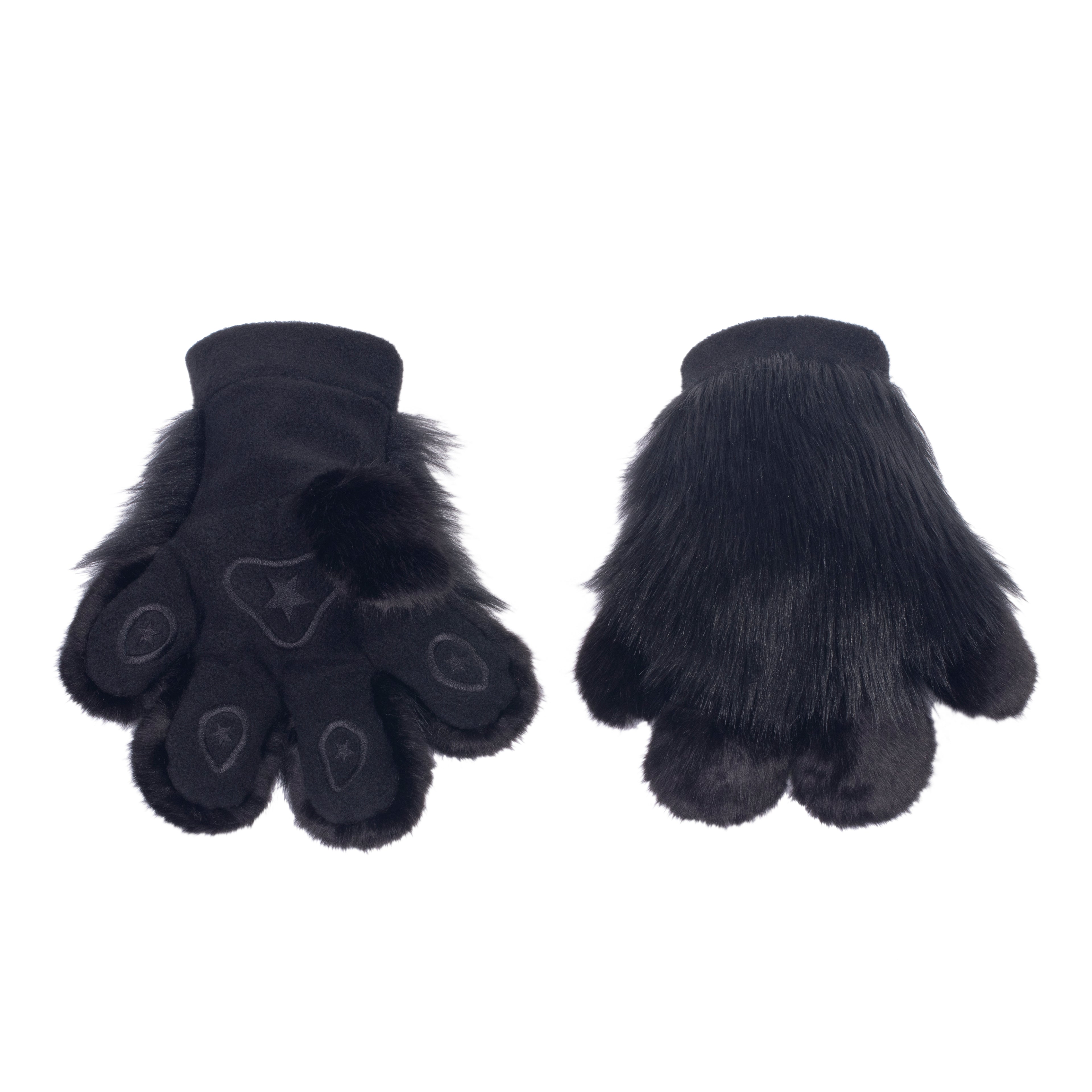 black with black beans Pawstar PawMitts fursuit hand paw gloves for partial fursuit halloween costumes anime cosplay