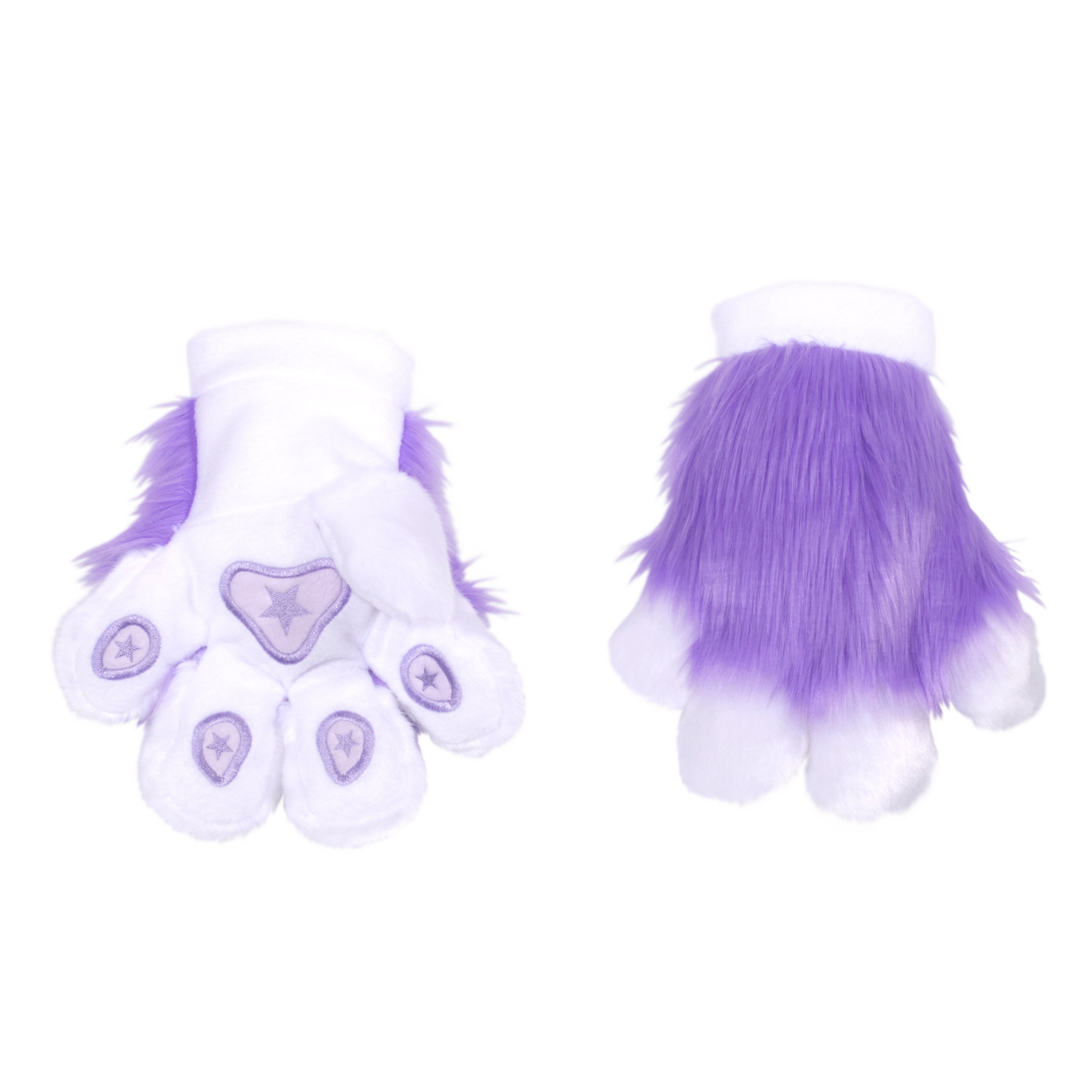 lilac lavender with white Pawstar PawMitts fursuit hand paw gloves for partial fursuit halloween costumes anime cosplay