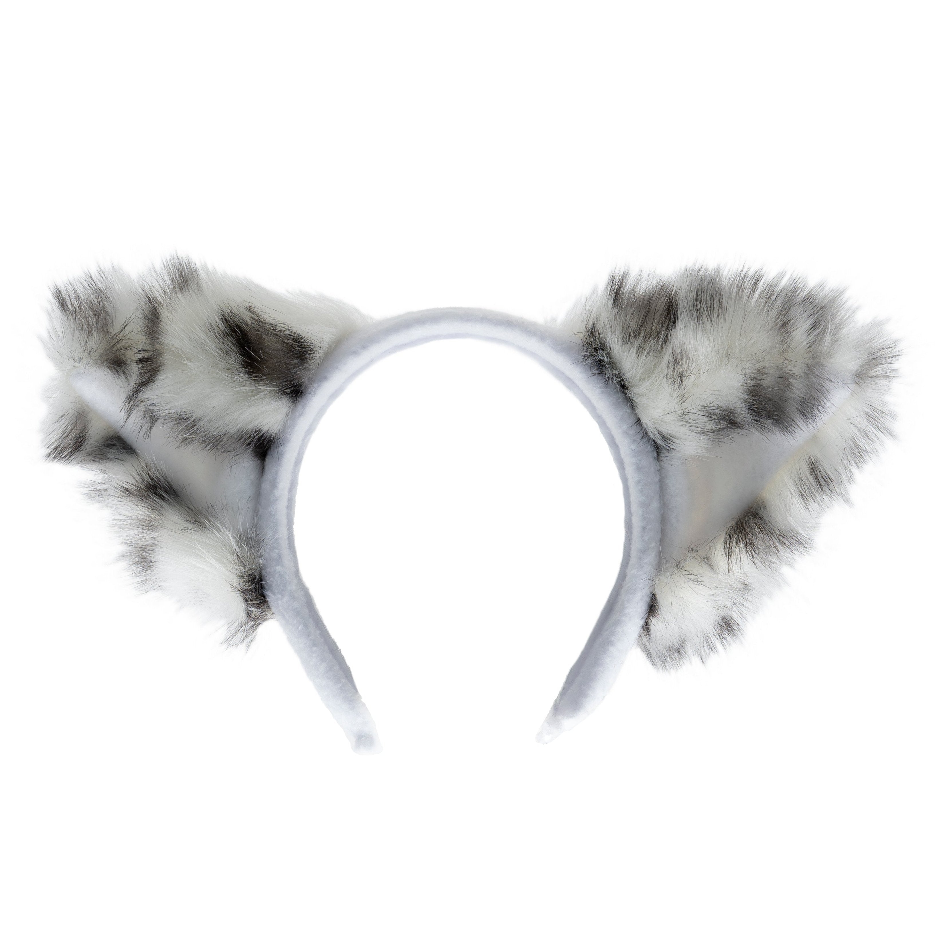 Pawstar Snow Leopard Fluffy Mew Headband - cat ear headband for costumes, cosplay, fursuit, fashion, therian