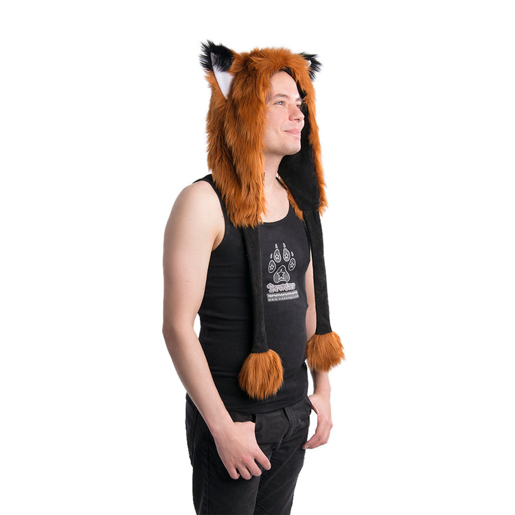 Fox Yip Puffet Hood - Pawstar Pawstar Hoods canine, cosplay, costume, fox, furry, hat, orange, ship-15, ship-15day