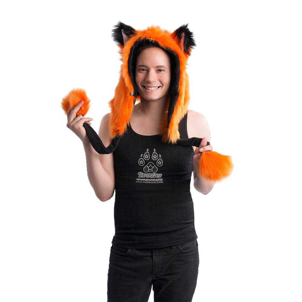Fox Yip Puffet Hood - Pawstar Pawstar Hoods canine, cosplay, costume, fox, furry, hat, orange, ship-15, ship-15day