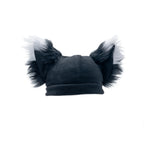 Pawstar Fox Yip Hat fleece and faux fur fox canine wold cap for furries partial fursuit halloween costume and cosplay black