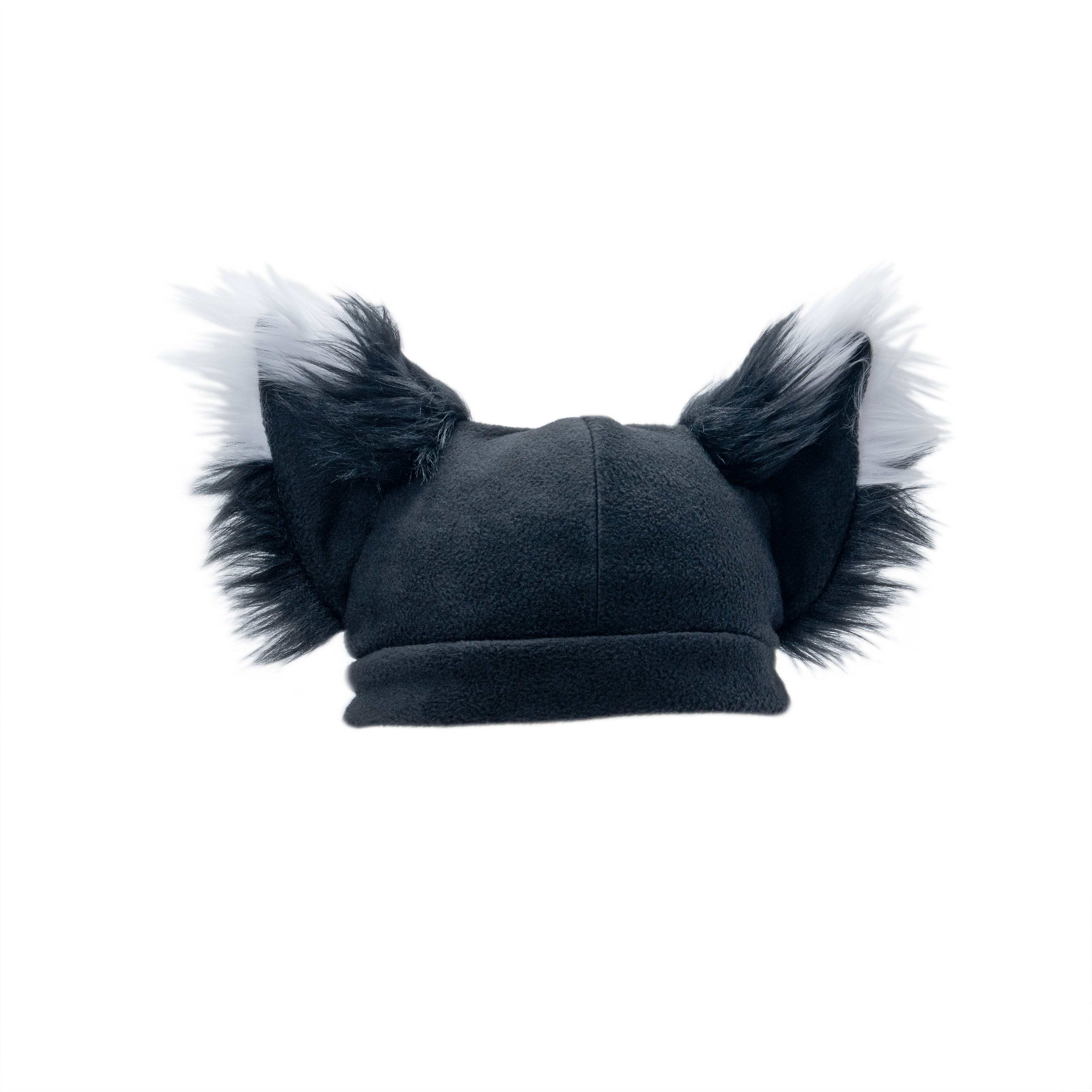 Pawstar Fox Yip Hat fleece and faux fur fox canine wold cap for furries partial fursuit halloween costume and cosplay black
