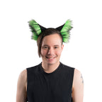 Lime Wild Wolf Ear Headband by Pawstar for costumes, cosplay, fursuit, fashion, therian on model