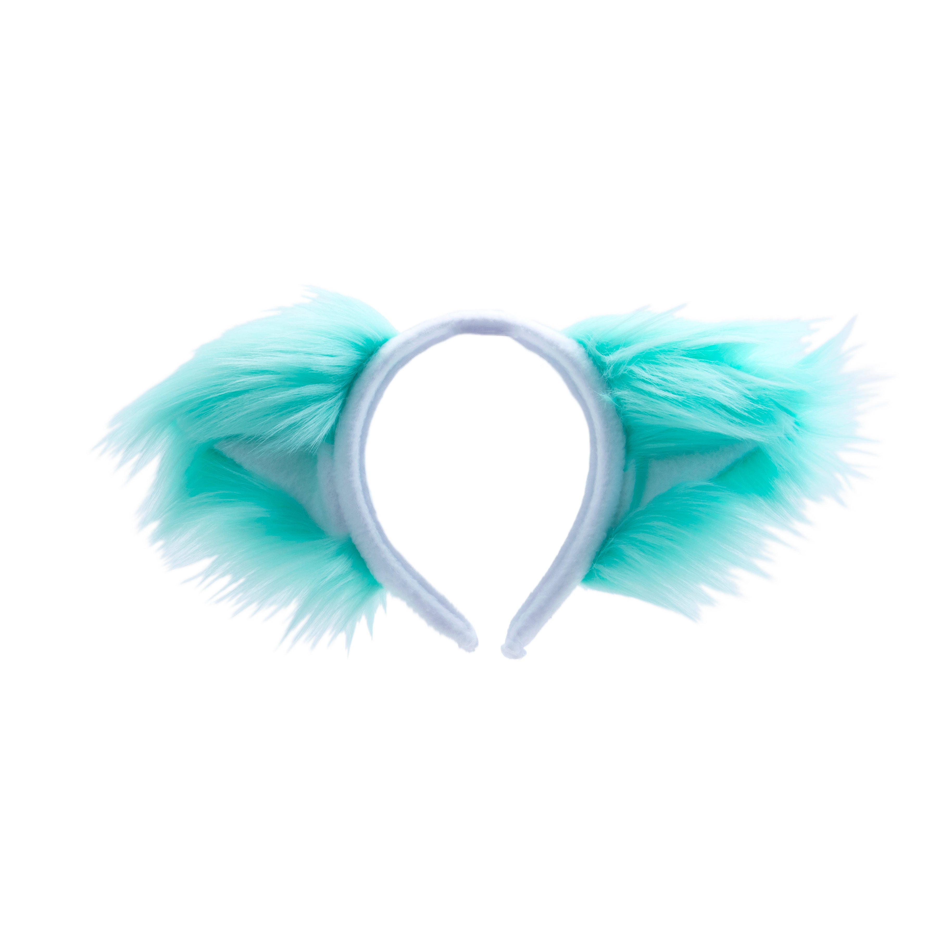 Mint Cat Ears, Fluffy Mew Ear Headband - Pawstar cat ear headband for costumes, cosplay, fursuit, fashion, therian
