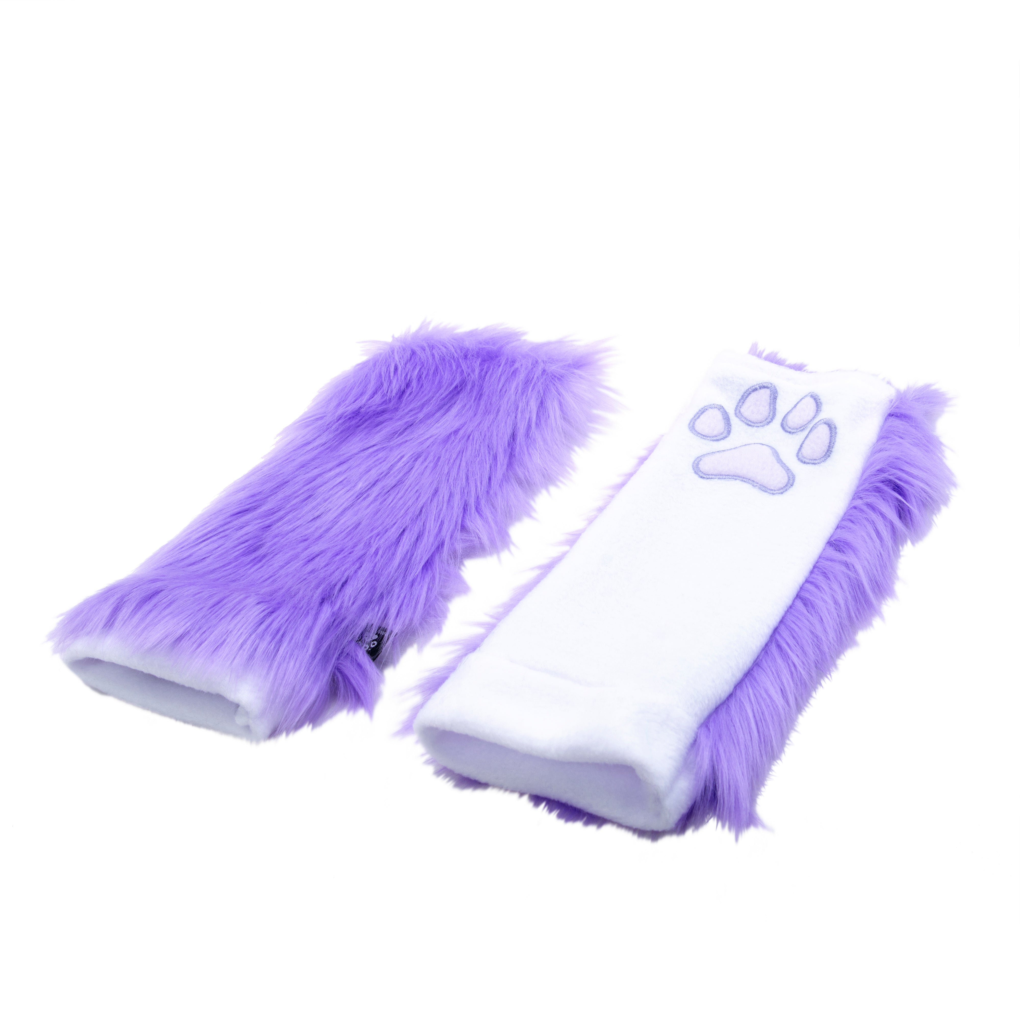 lavender Pawstar PawWarmer furry faux fur paws. great for cosplay or partial fursuit.