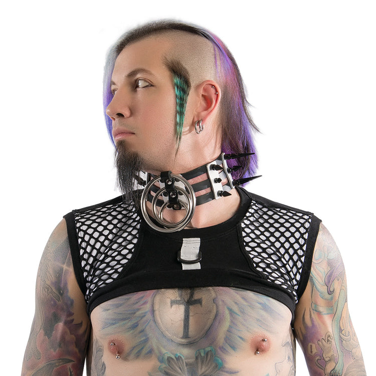 Spike Waterfall Cage Collar - Pawstar dsfusion Leather goth, leather, ship-15, ship-15day