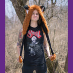 Fox Yip Puffet Hood - Pawstar Pawstar Hoods canine, cosplay, costume, fox, furry, hat, orange, ship-15, ship-15day