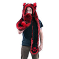 red Wild Wolf Fur Paws At You Hood - Pawstar Pawstar Hoods  canine, cosplay, costume, furry, hat, wolf