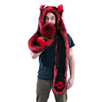red Wild Wolf Fur Paws At You Hood - Pawstar Pawstar Hoods  canine, cosplay, costume, furry, hat, wolf