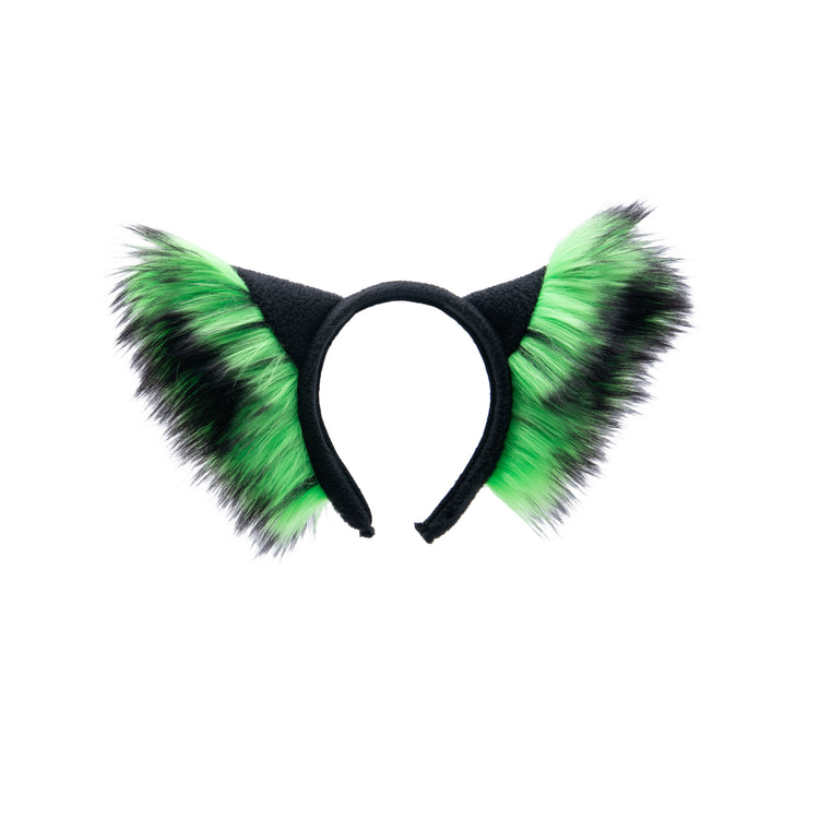 lime green Pawstar fluffy wolf ear headband. Great halloween costume and furry cosplay.