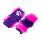 Striped Cheshire Paw Warmers - Pawstar Pawstar PawWarmers Cheshire, cosplay, costume, furry, hand paws, paw, pawwarmer, ship-15, ship-30day
