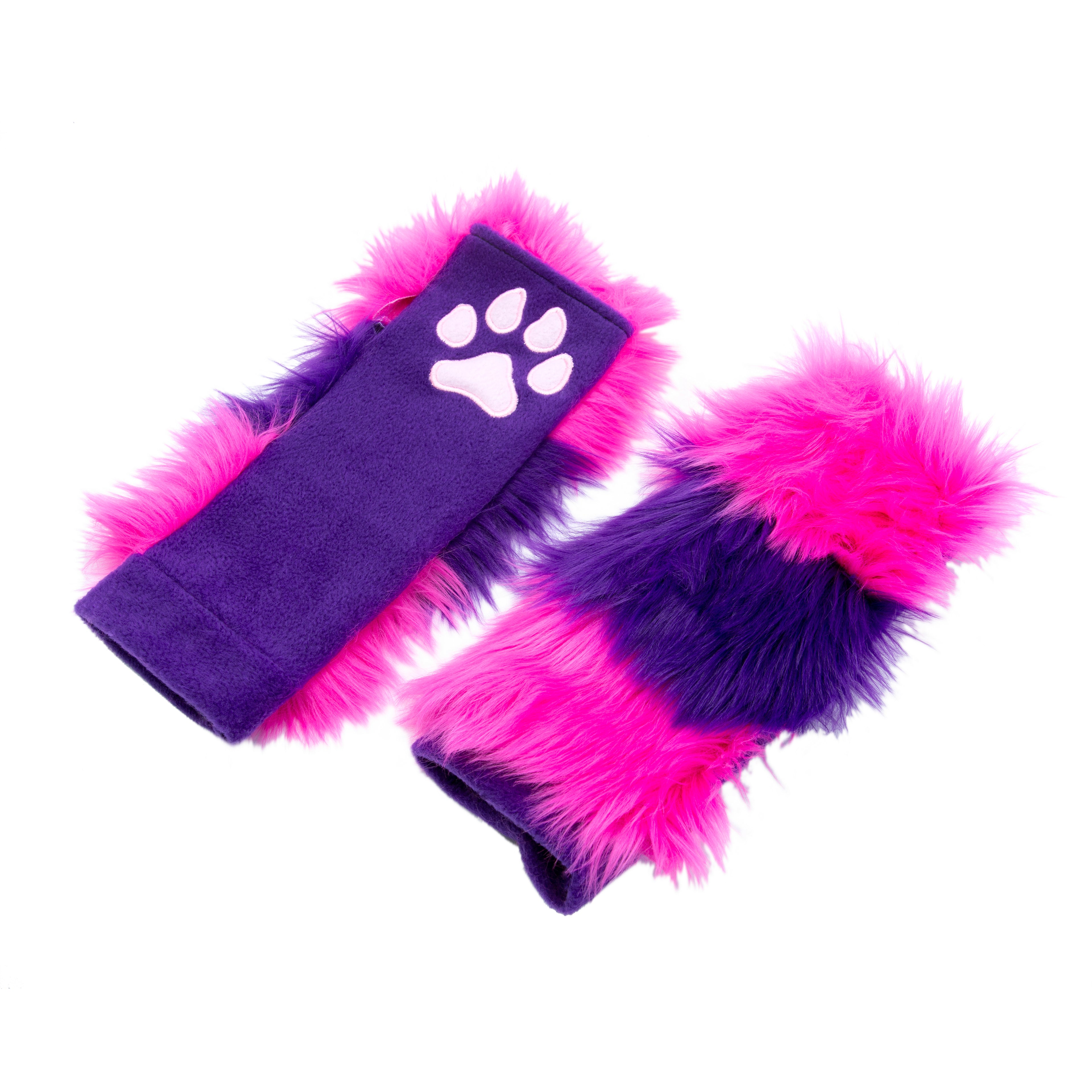 Striped Cheshire Paw Warmers - Pawstar Pawstar PawWarmers Cheshire, cosplay, costume, furry, hand paws, paw, pawwarmer, ship-15, ship-30day