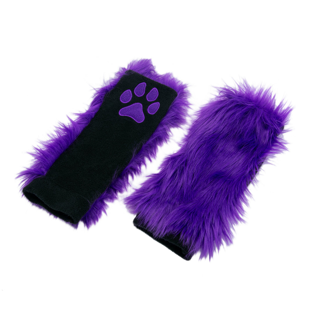 Purple Pawstar PawWarmer furry faux fur paws. great for cosplay or partial fursuit.
