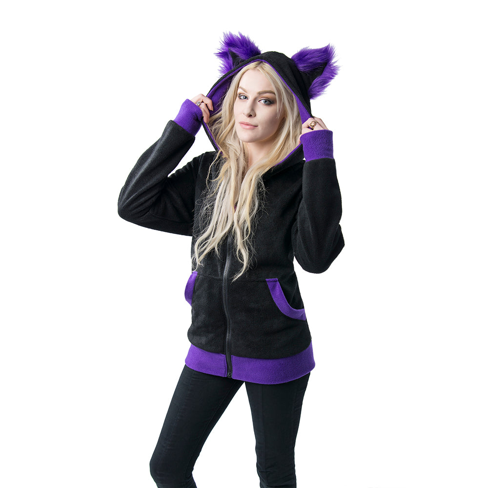 Fluffy Mew Hoodie - Purple - Pawstar Pawstar Hoodie clothing, cosplay, costume, Feline, flash sale, furry, hoodie, sale, ship-15, ship-30day