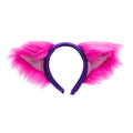 PInk/Purple Pawstar Cheshire Fluffy Mew Ear Headband - cat  fox ear headband for costumes, cosplay, fursuit, fashion, therian alice in wonderland accessory classic pink and purple