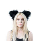 Black Cat Ears, Fluffy Mew Ear Headband - Pawstar cat ear headband for costumes, cosplay, fursuit, fashion, therian
