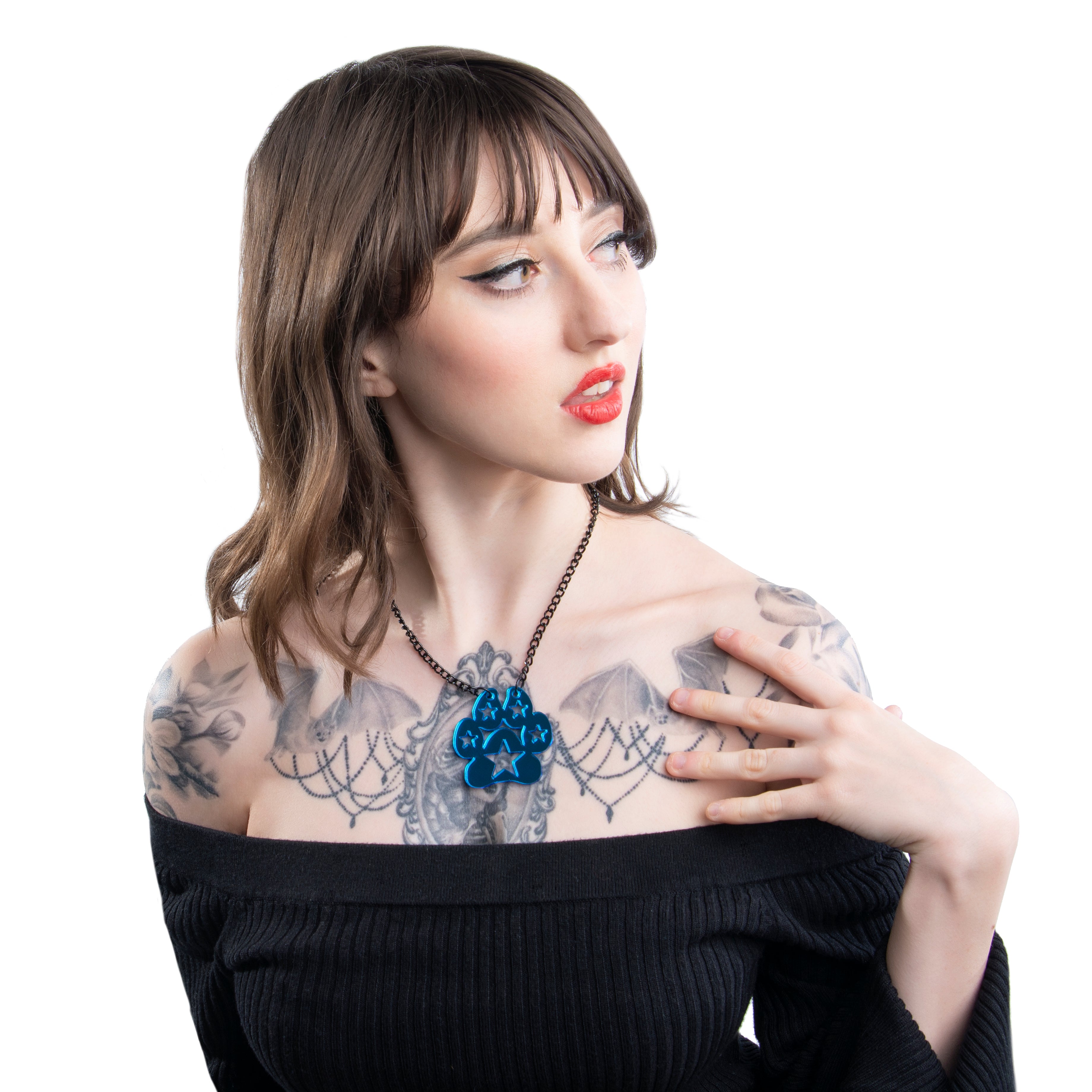 blue Pawstar Logo Bit Necklace - Pawstar Pawstar Necklaces cosplay, costume, Cutebits, furry, 