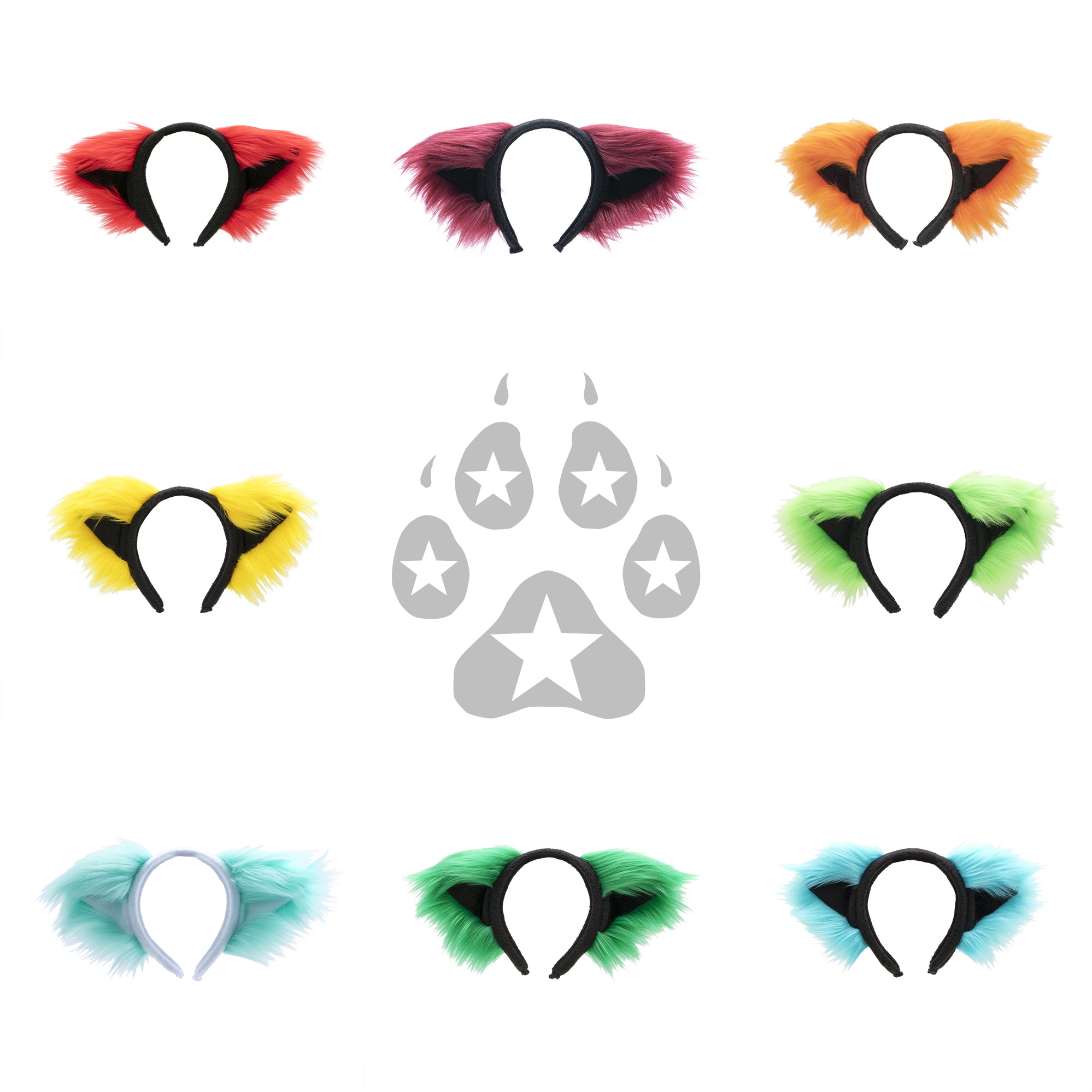 Fluffy Mew Ear Headband - Pawstar cat ear headband for costumes, cosplay, fursuit, fashion, therian. Color group 1