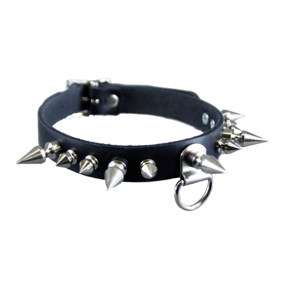 black  Pawstar fierce Minx Collar with blakc or chrome spikes for goth fashion cosplay and costume.